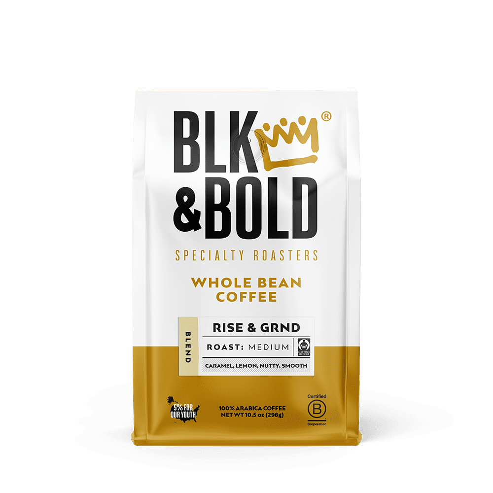 BLK & Bold Rise & GRND Blend, Medium Roast Whole Bean Coffee - 10.5 oz