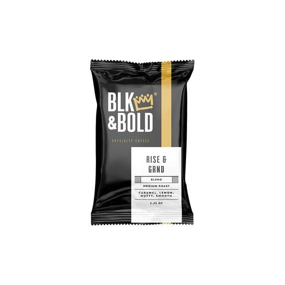 BLK & Bold Rise & GRND Caramel/Lemon/Nutty/Smooth Coffee Frac Pack Medium Roast 2.25 oz. 42/Carton