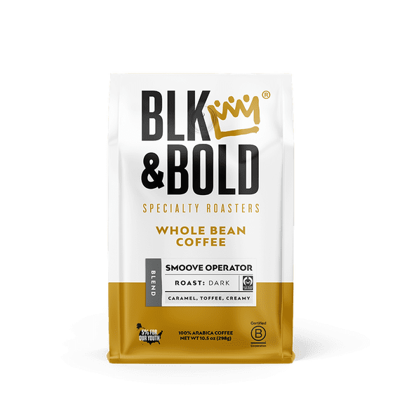 BLK & Bold Smoove Operator Blend, Dark Roast Whole Bean Coffee - 10.5 oz