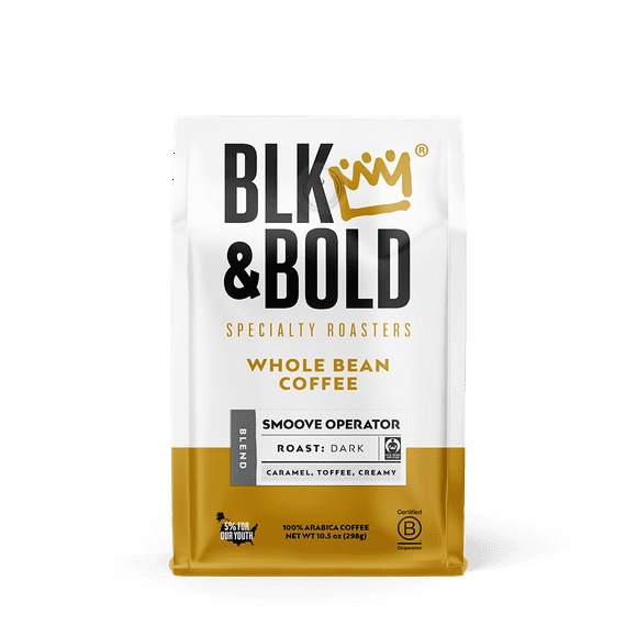 BLK & Bold Smoove Operator Blend, Dark Roast Whole Bean Coffee - 10.5 oz