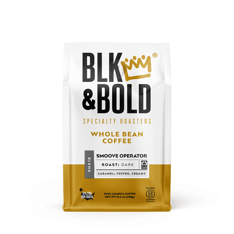 crazy leaf glp 1 coffee BLK & Bold Smoove Operator Blend, Dark Roast Whole Bean Coffee - 10.5 oz