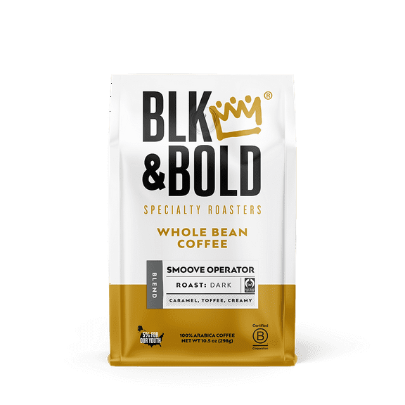 BLK & Bold Smoove Operator Blend, Dark Roast Whole Bean Coffee - 10.5 oz