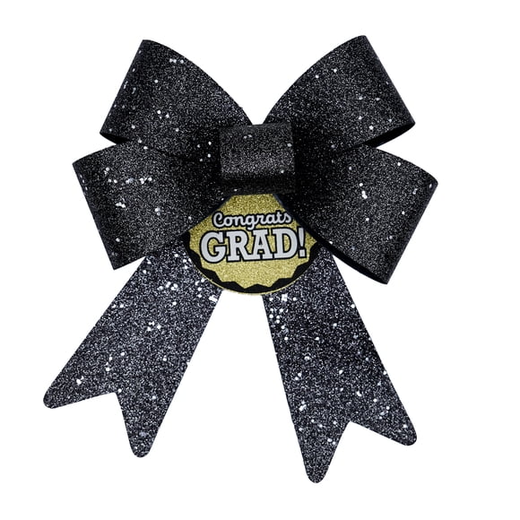 Class of 2026 Glitter Decorative Bow, Black, 13", Graduation by Way To Celebrate