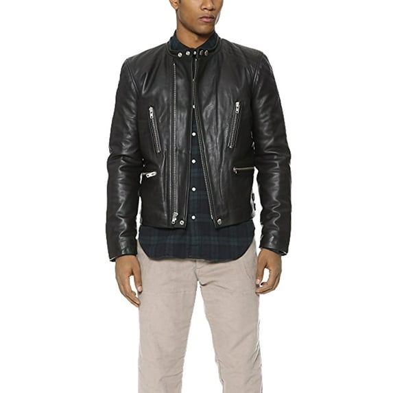 BLK DNM Men's Leather Jacket 20, Black, Small
