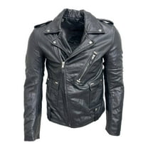 BLK DNM Men's Leather Jacket 65 #11901, Black, Medium