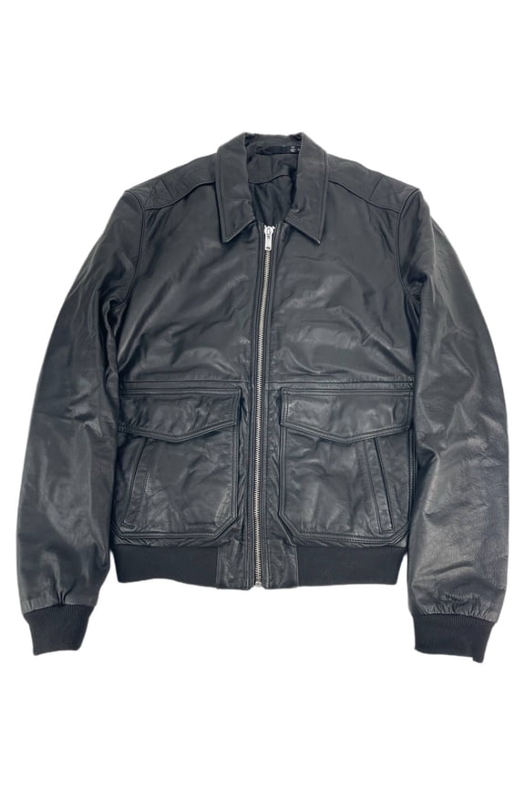 Men's Leather Jacket 80 #MKL11902, Black, Large