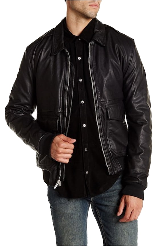 Men's Leather Jacket 80 Moto Jacket, Black, Small
