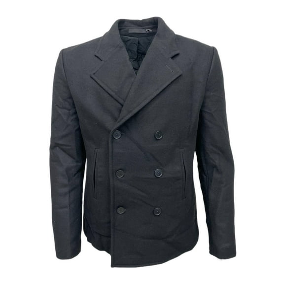 BLK DNM Men's Wool Coat 35 #MUW12102, Black, Small