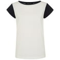 thumbnail image 1 of BLK DNM Women's Cap Sleeve Shirt, Ivory/Navy, Small, 1 of 1