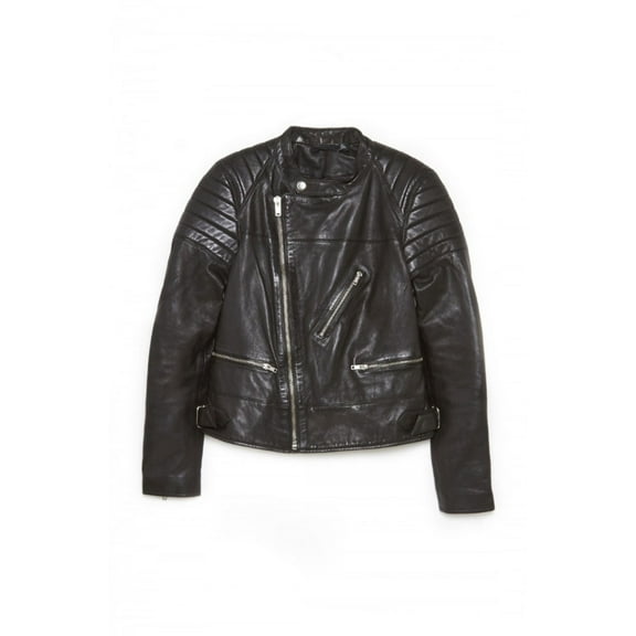 BLK DNM Women's Leather Jacket 22, Black, Small