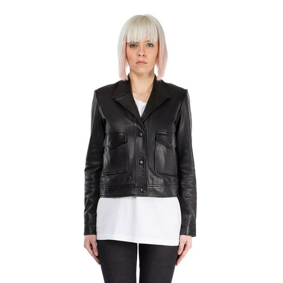 BLK DNM Women's Leather Jacket 56, Black, X-Small