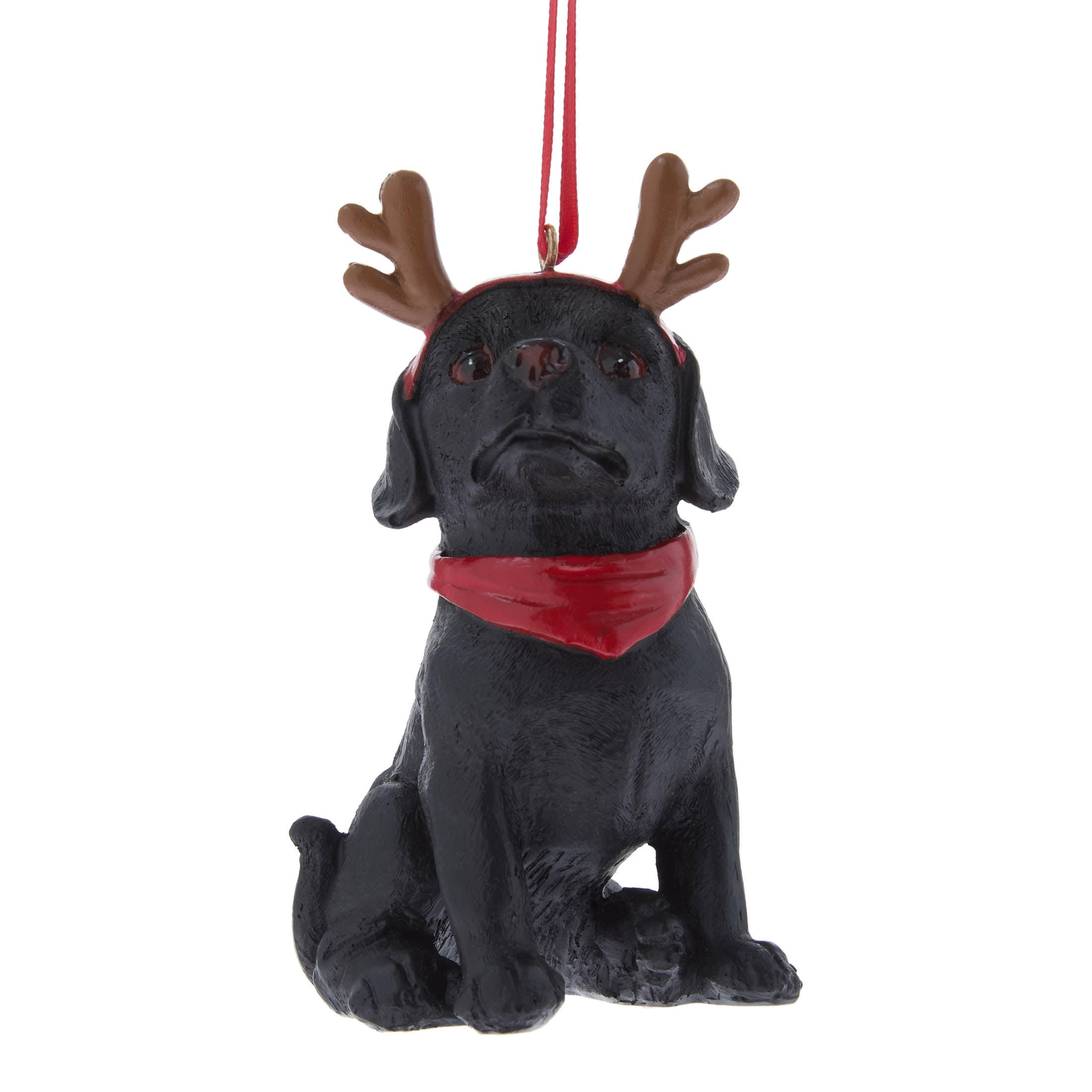 Black Labrador with Antlers Christmas Ornament, 5", by Holiday Time