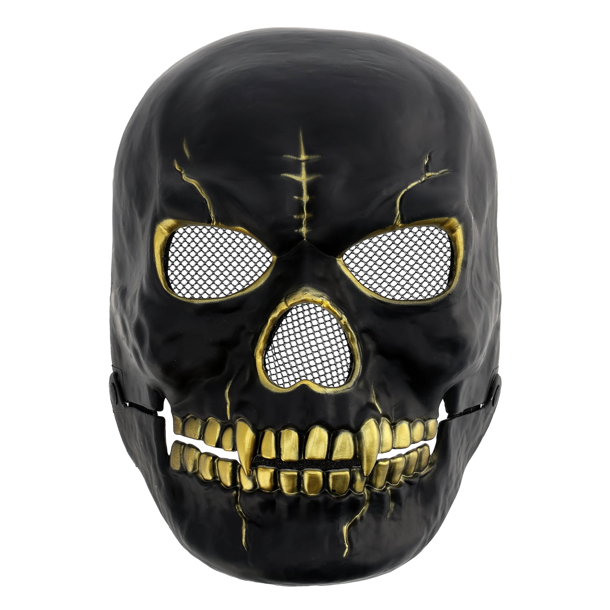 Skull Mask Costume Accessory for Adults, Black and Gold, Halloween by Way To Celebrate