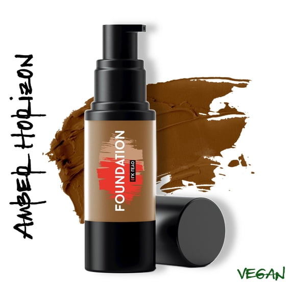 BLK LEYO Amber Horizon  Amber Foundation, 1oz / 30ml, Vegan, Cruelty-Free, Chamomile & Green Tea Infused