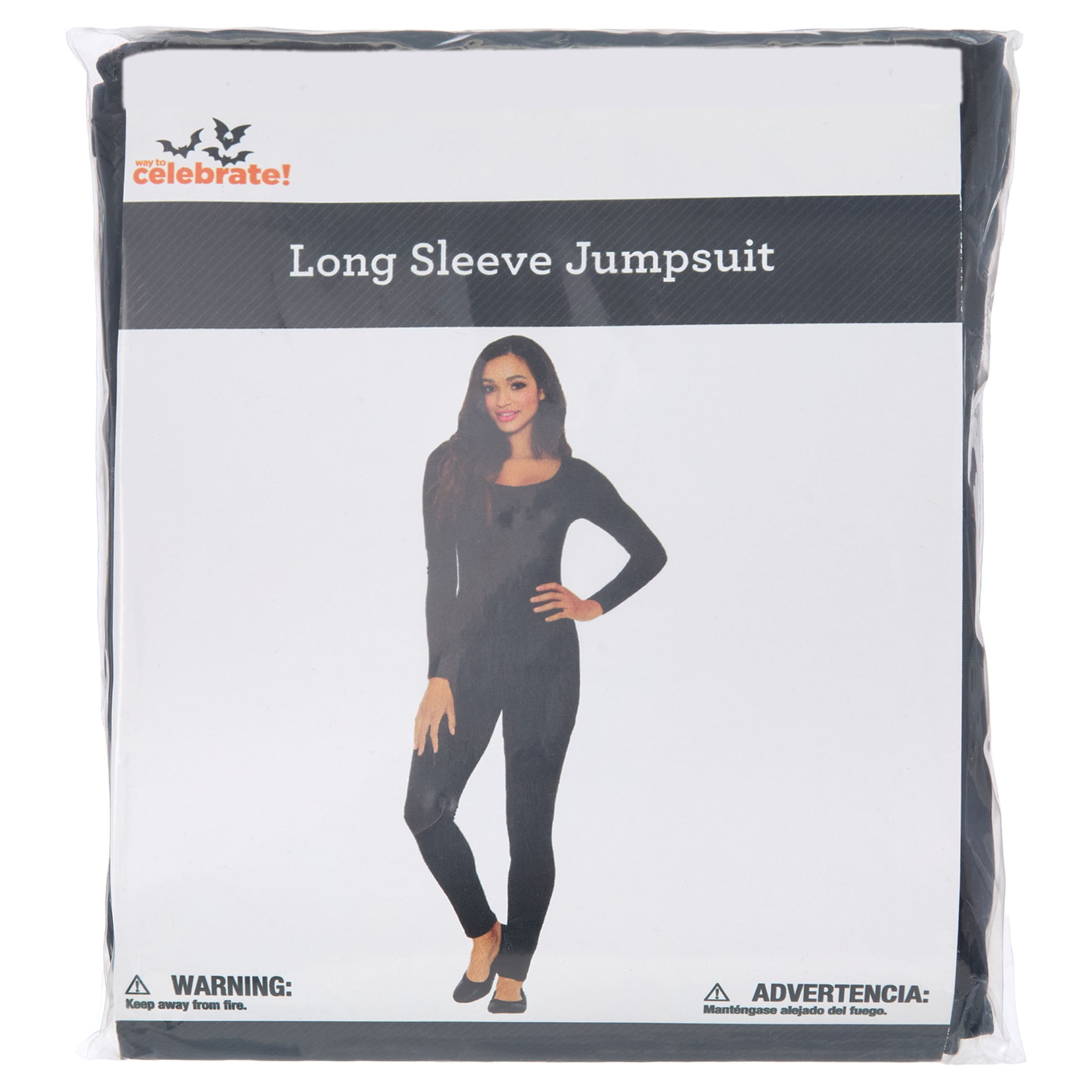 Long Sleeve Jumpsuit Costume Accessory for Adults, Black, XL (16/18), Halloween by Way To Celebrate