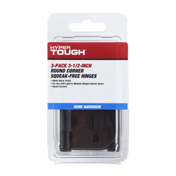 Hyper Tough 3-1/2 in. x 5/8 in. Black Squeak-Free Door Hinge, 3-Pack