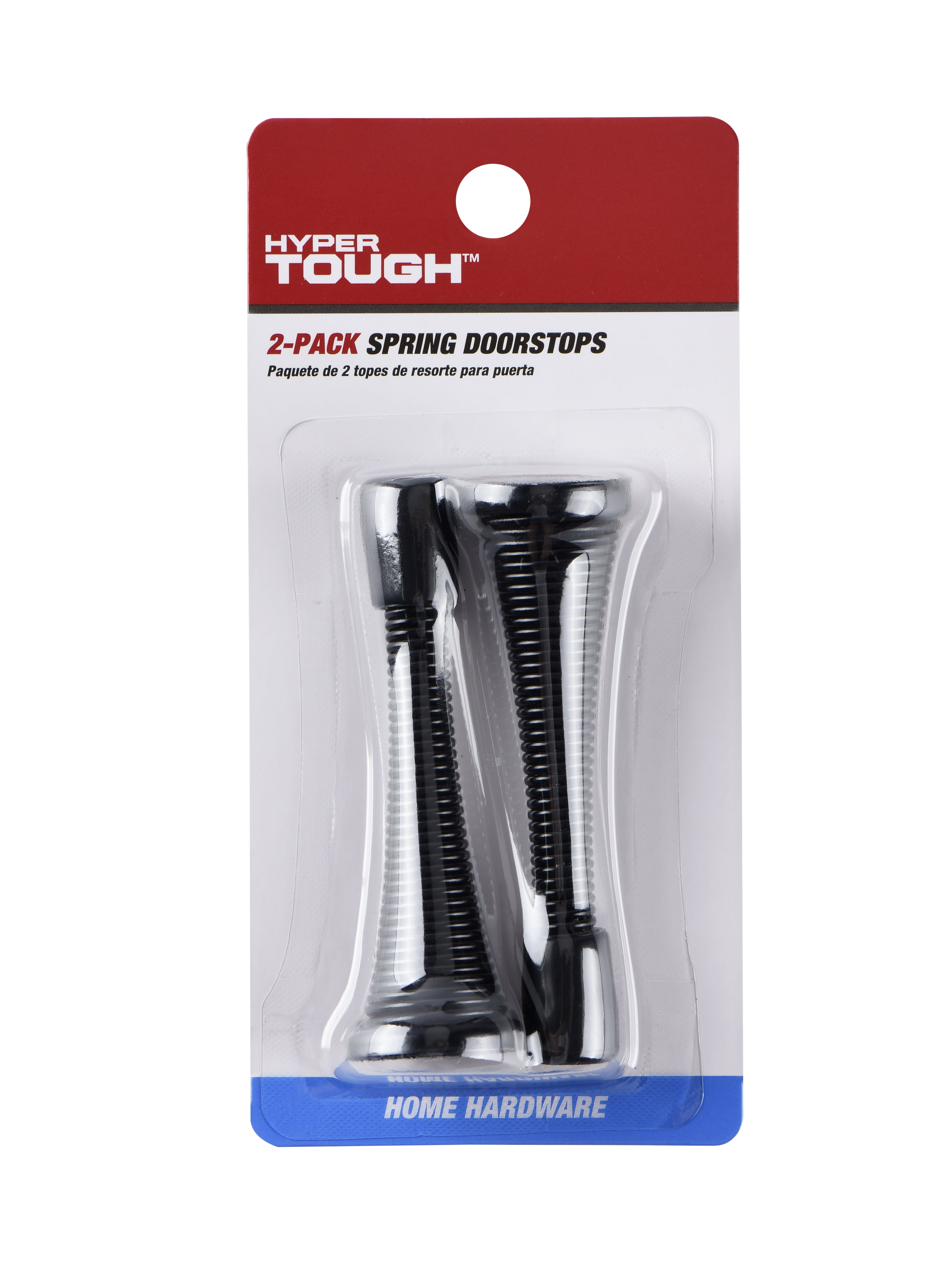 Hyper Tough Steel Spring Doorstop, Black Finish, 2 pack