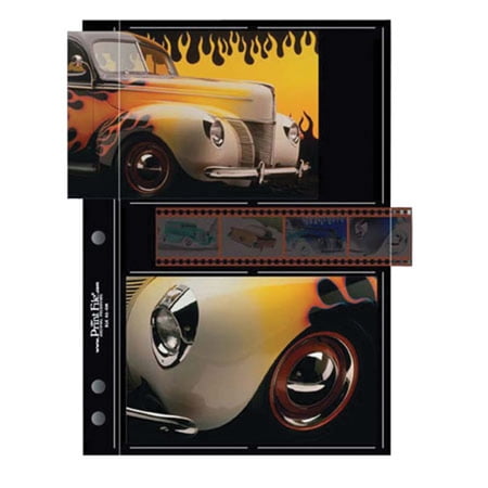 Print File BLK46-4M, Premium Black M-Series Album Pages, Holds Four 4x6" Prints & One Strip of 35mm Negatives, Pack of 25