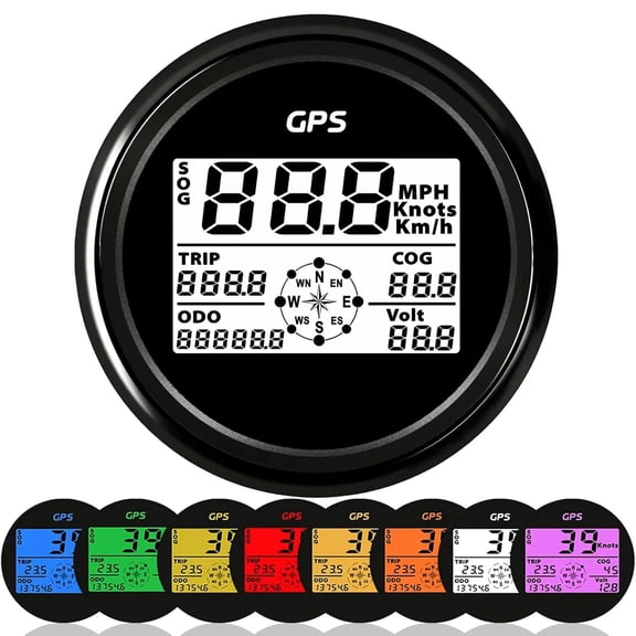 BLLYOGU 85mm Digital GPS Speedometer Odometer for Car, Boat, Motorcycle - 8 Color Backlight
