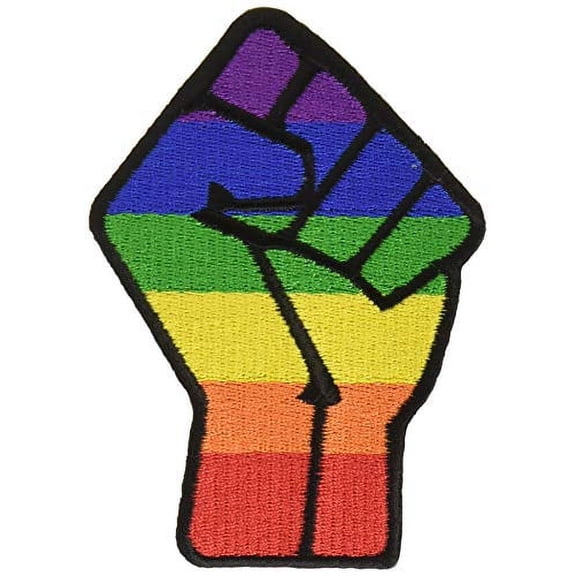 BLM Gay Pride Fist Embroidered Iron On Patch - Die Cut