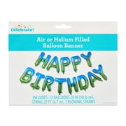 Blue/Green Ombre Happy Birthday Foil Balloon Banner, by Way To Celebrate