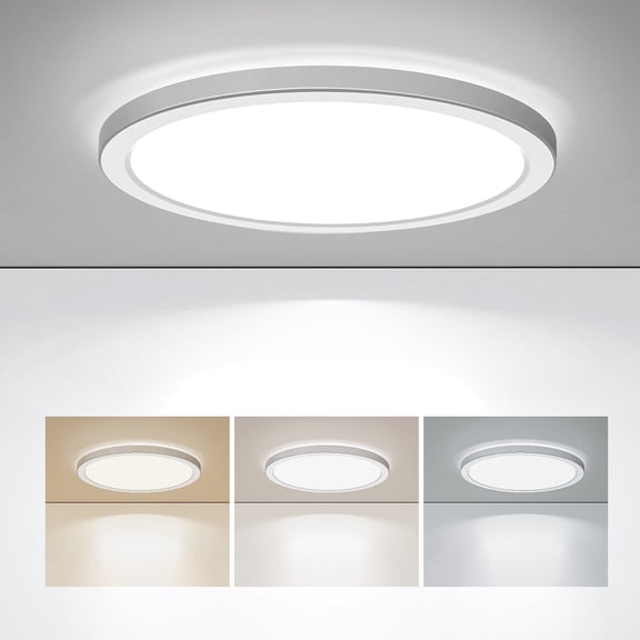 BLNAN 12'' LED Flush Mount Ceiling Light Fixture,24W 2400LM 3000K/4000K/5000K Ultra Thin Round White Lamp for Kitchen Porch Bedroom Hallway Stairwell Basement, Non-dimmable