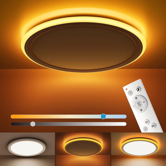 BLNAN 13'' LED Flush Mount Ceiling Light Fixture with Remote Control, Night Light 2000K Warm,24W 2400LM 3000K-6500K Dimmable24W Wired Low Profile Light for Bedroom, Dining Room, Kitchen,White