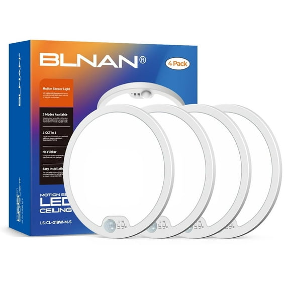 BLNAN 8.7'' Motion Sensor Ceiling Light Wired,3000K/4000K/5000K Selectable Infrared sensor LED Light, Motion Activated Light with Timer for Hallway, Garage,4PCS