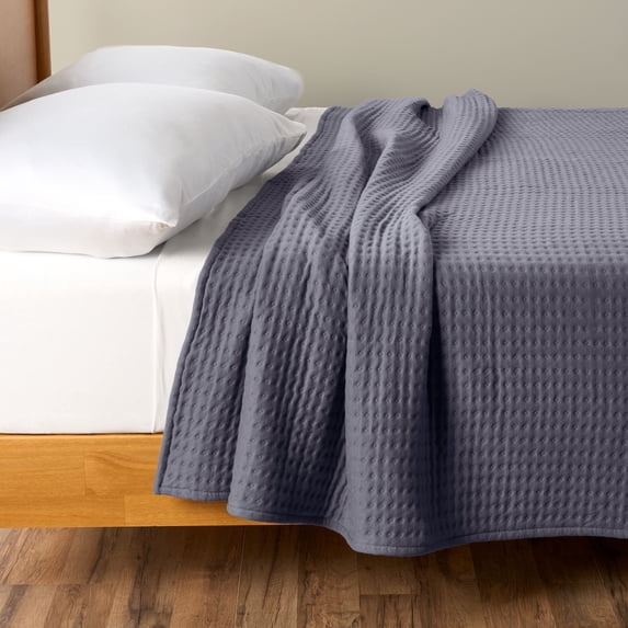 Allswell Cotton Crinkle Bed Blanket, Gray Shark, King/California King Size