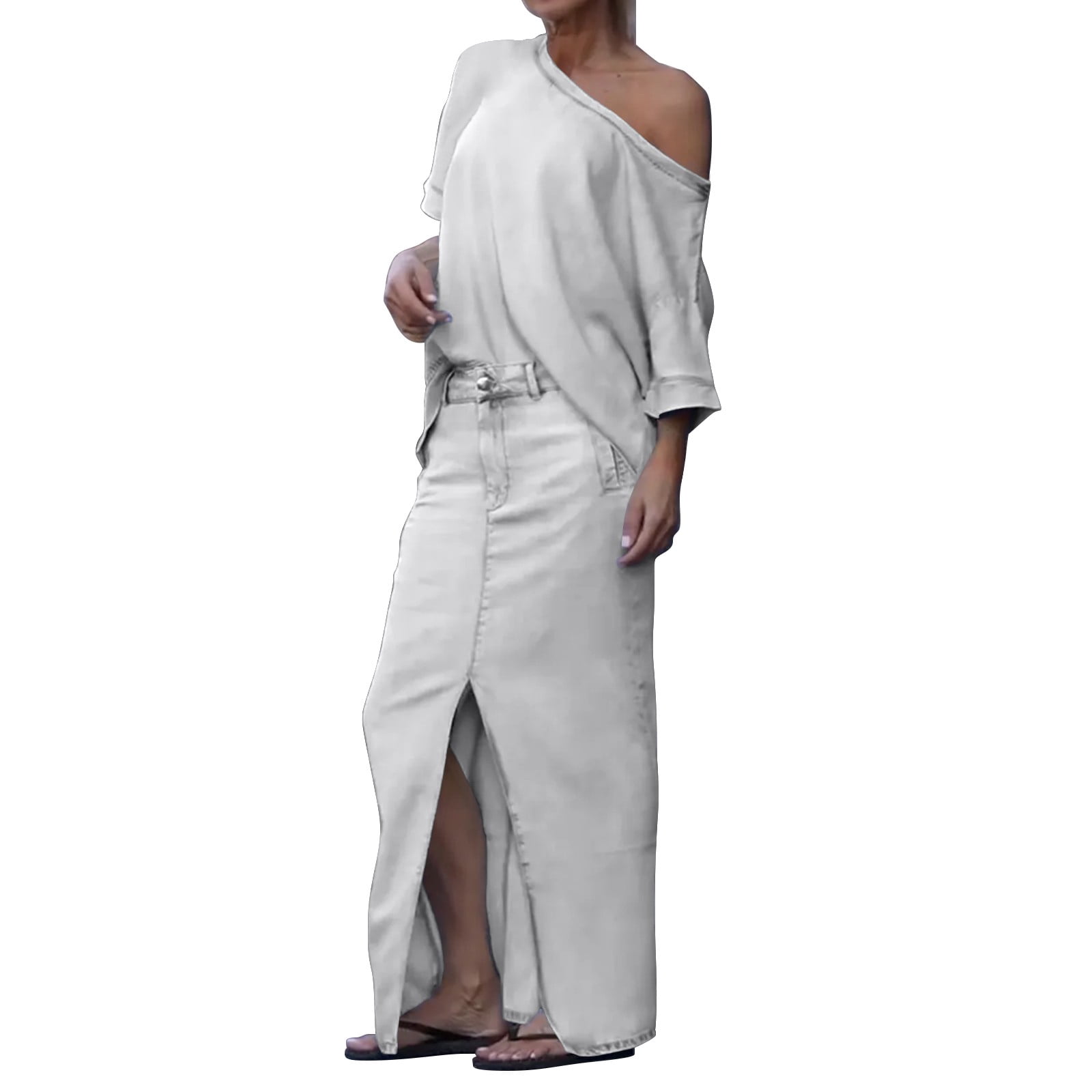 Round Neck Solid Color Casual Two Piece Set
