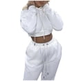 thumbnail image 1 of BLOCLOALO 2 Piece Lounge Set Long Sleeve Fleece Pullover Hoodie Sweatshirts Fashion Outfits Casual Sports Set Sweatsuits Sweatpants and Sweatshirt Set Plus Size Workout Sets Soft Lounge Set White S, 1 of 5