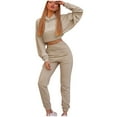 thumbnail image 1 of BLOCLOALO 2 Piece Lounge Set Long Sleeve Pullover Hoodie Sweatshirts Casual Solid Short Hoodie Trousers Sports Suit Sweatpants and Sweatshirt Set Plus Size Workout Sets Trendy Lounge Sets Yellow S, 1 of 8