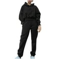 thumbnail image 1 of BLOCLOALO 2 Piece Lounge Set Long Sleeve Pullover Hoodie Sweatshirts Casual Solid Trousers Sweatershirt Sports Suit Sweatpants and Sweatshirt Set Plus Size Workout Sets Fall Matching Sets Black L, 1 of 3