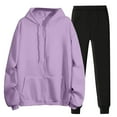 thumbnail image 1 of BLOCLOALO 2 Piece Lounge Set Long Sleeve Pullover Hoodie Sweatshirts Solid Color Hooded Zipper Plus Sweatshirt Trousers Jogger Sets Sweatpants and Sweatshirt Set Comfy Lounge Sets Purple Xl, 1 of 8