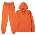 thumbnail image 1 of BLOCLOALO 2 Piece Lounge Set Long Sleeve Pullover Hoodie Sweatshirts Solid Color Sweater Casual Suit Sportswear Long Sleeved Trousers Two Set Jogger Sets Drawstring Pants Comfortable Sets Orange L, 1 of 4