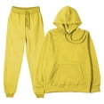 thumbnail image 1 of BLOCLOALO 2 Piece Lounge Set Long Sleeve Pullover Hoodie Sweatshirts Solid Color Sweater Casual Suit Sportswear Long Sleeved Trousers Two Set Jogger Sets Drawstring Pants Comfortable Sets Yellow Xl, 1 of 4