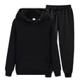 thumbnail image 1 of BLOCLOALO 2 Piece Lounge Set Long Sleeve Pullover Hoodie Sweatshirts Winter Solid Color Pullover Fashion Sports Leisure Suit Sweatpants and Sweatshirt Set Plus Size Workout Sets Comfort Sets Black L, 1 of 3