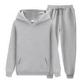 thumbnail image 1 of BLOCLOALO 2 Piece Lounge Set Long Sleeve Pullover Hoodie Sweatshirts Winter Solid Color Pullover Fashion Sports Leisure Suit Sweatpants and Sweatshirt Set Plus Size Workout Sets Comfort Sets Gy1 L, 1 of 2