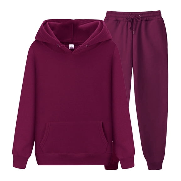 BLOCLOALO 2 Piece Lounge Set Long Sleeve Pullover Hoodie Sweatshirts Winter Solid Color Pullover Fashion Sports Leisure Suit Sweatpants and Sweatshirt Set Plus Size Workout Sets Comfort Sets Rd2 Xxl