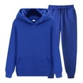 thumbnail image 1 of BLOCLOALO 2 Piece Lounge Set Long Sleeve Pullover Hoodie Sweatshirts Winter Solid Color Pullover Fashion Sports Leisure Suit Sweatpants and Sweatshirt Set Plus Size Workout Sets Comfort Sets Blue Xxl, 1 of 3