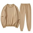thumbnail image 1 of BLOCLOALO 2 Piece Lounge Set Long Sleeve Pullover Sweatshirts Fashionable Casual Solid Color Sweatshirt and Pants Suit Pullover Crewneck Sweaters Sweatpants and Sweatshirt Set Soft Lounge Sets Khaki L, 1 of 9