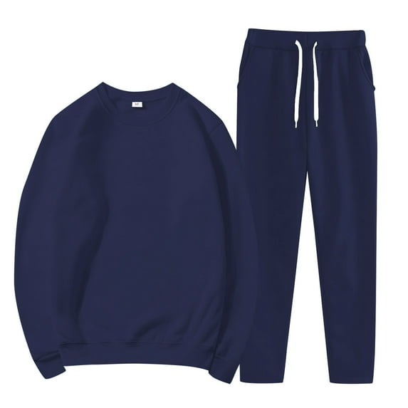 BLOCLOALO 2 Piece Lounge Set Long Sleeve Pullover Sweatshirts Fashionable Sports Casual Jacket Trousers Round Neck Suit Sweatpants and Sweatshirt Set Plus Size Workout Sets Casual Sets Navy 4Xl