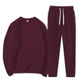 thumbnail image 1 of BLOCLOALO 2 Piece Lounge Set Long Sleeve Pullover Sweatshirts Fashionable Sports Casual Jacket Trousers Round Neck Suit Sweatpants and Sweatshirt Set Plus Size Workout Sets Casual Sets Wine L, 1 of 8