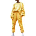 thumbnail image 1 of BLOCLOALO 2 Piece Lounge Set Long Sleeve Pullover Sweatshirts Solid Color Sweater Casual Suit Sportswear Trousers Sweatpants and Sweatshirt Set Pullover Crewneck Sweaters Comfortable Sets Yellow S, 1 of 4