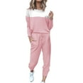 thumbnail image 1 of BLOCLOALO 2 Piece Lounge Set Pullover Crewneck Sweater Women's Outfit Crewneck Pullover Tops and Long Pants Sweatsuits with Sweatpants Long Sleeve Tops Casual Sets Casual Lounge Sets Pink M, 1 of 5
