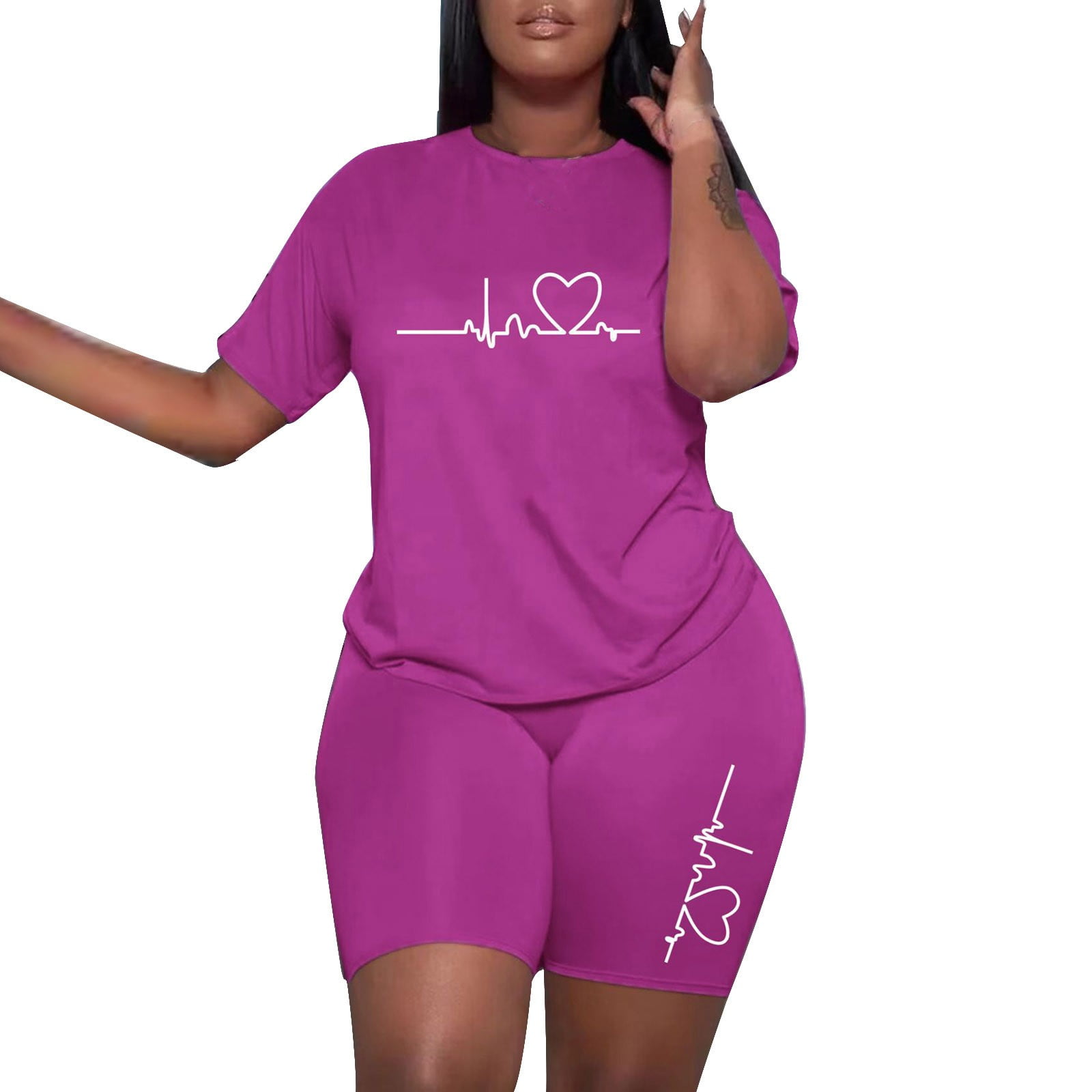 Neon Pink Hoody Tshirt With Short Lounge Set
