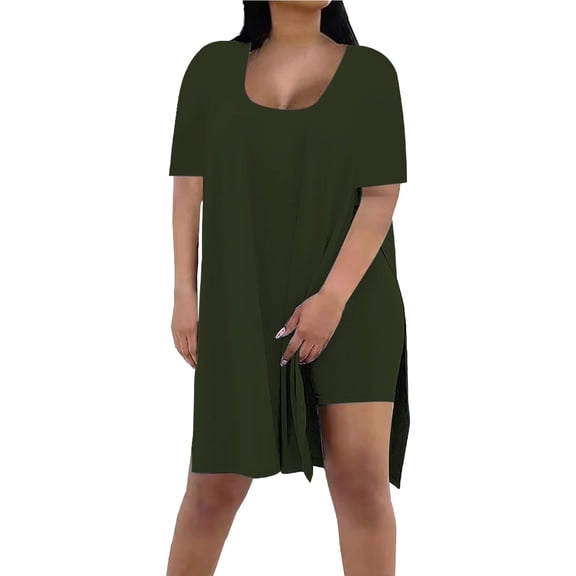 BLOCLOALO 2 Piece Lounge Set Short Sleeve Shirts Women's Casual Oversized Set with Square Collar Top Tight Shorts Set Blouse Tunic Tops Short Matching Sets Women Clothing Travel Outfits Camouflage S