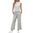 thumbnail image 1 of BLOCLOALO 2 Piece Lounge Set Sleeveless Tops Fashion Solid Color Women's Half Summer Half High Neck Trousers Two Set Tunic Tops Sweatpants and Sweatshirt Set Soft Lounge Sets for Women Gy4 S, 1 of 5