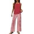 thumbnail image 1 of BLOCLOALO 2 Piece Lounge Set Sleeveless Tops Summer Outfits Sleeveless Sets Square Neck Tops Wide Leg Crop Pants Vacation Outfits Tunic Tops Comfy Lounge Sets Basic Lounge Set Red S, 1 of 4