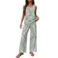 thumbnail image 1 of BLOCLOALO 2 Piece Lounge Set Sleeveless Tops Summer Outfits Sleeveless Sets Square Neck Tops Wide Leg Crop Pants Vacation Outfits Tunic Tops Lightweight Lounge Sets Womens Lounge Outfit Mint Green Xxl, 1 of 3